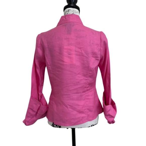 British India Classics Women's Top Irish Linen Wrap Asymmetrical Hem - Picture 3 of 8